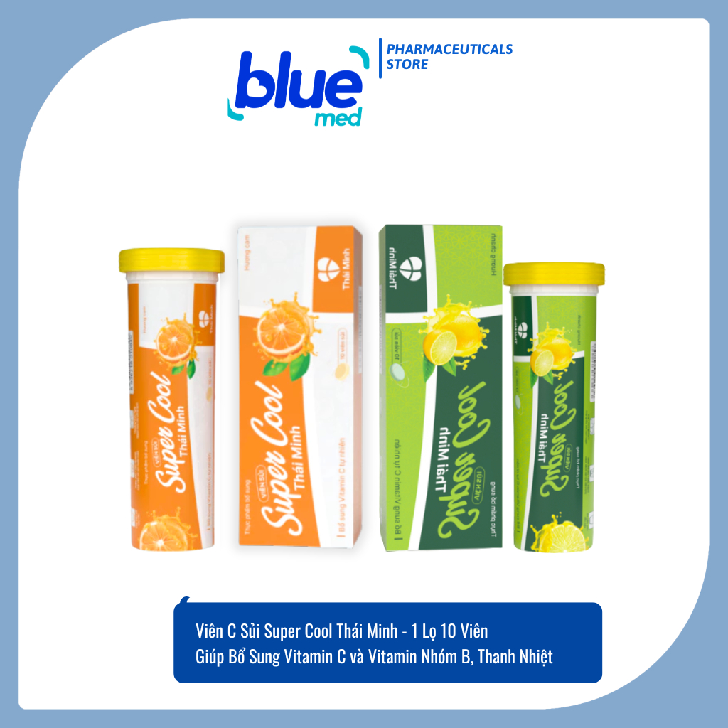 Viên Sủi Super Cool Thái Minh Bổ Sung Vitamin C, Vitamin B, Thanh Nhiệt Mát Gan (Lọ 10 Viên)