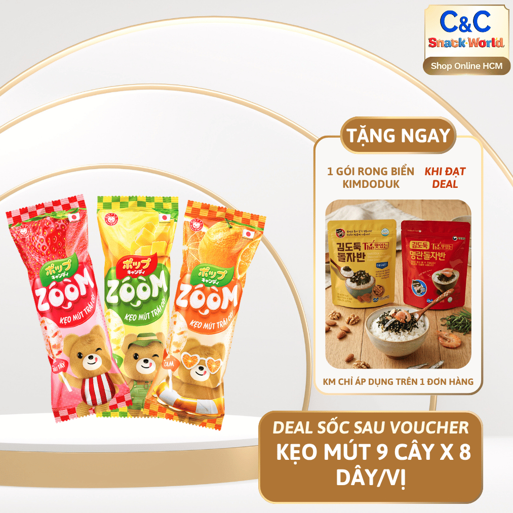 Kẹo Mút Trái Cây Zoom 3 vị - EIKODO dây 9 Cây