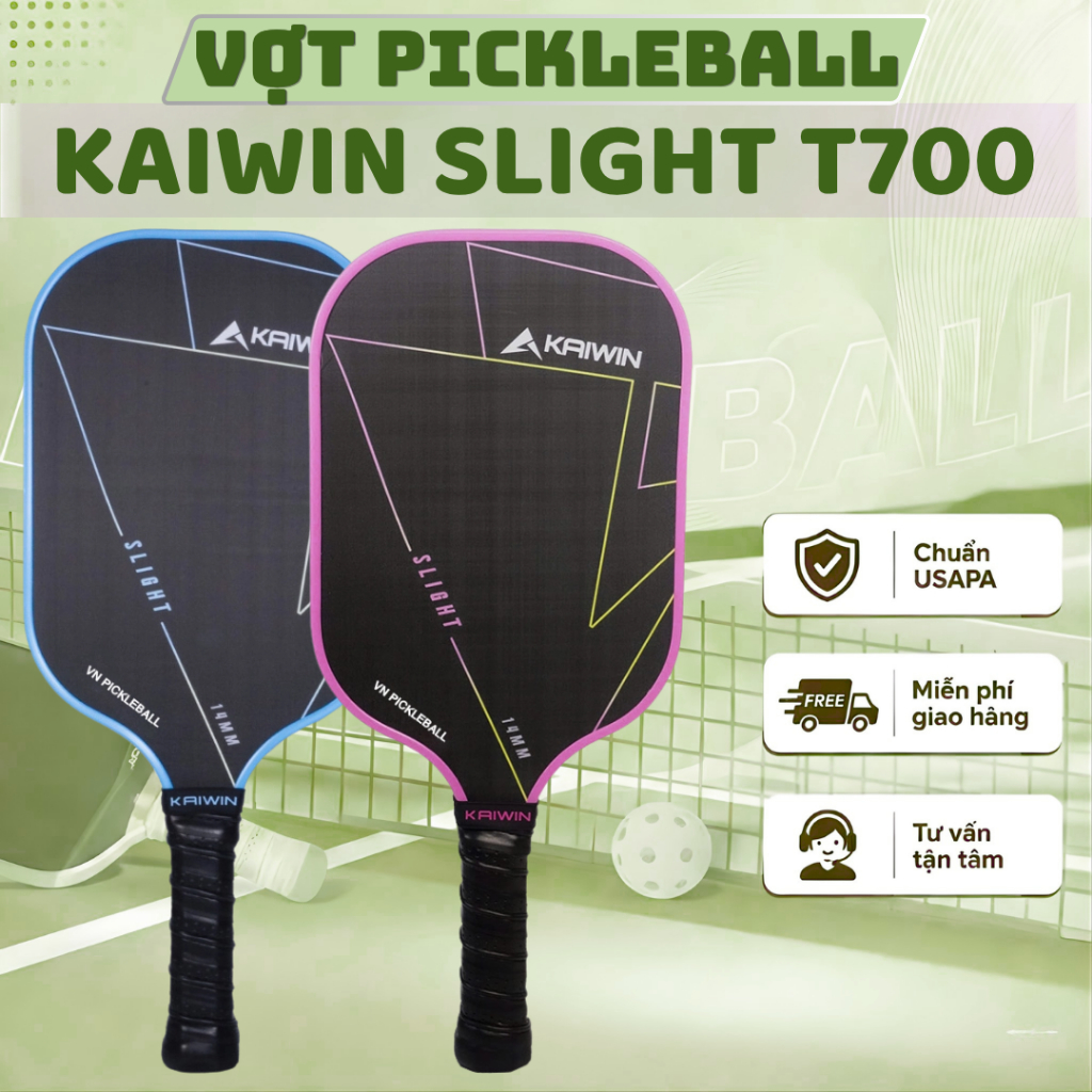 [CHÍNH HÃNG] Vợt Pickleball Kaiwin Slight T700 14mm Mặt Carbon T700 Lõi Tổ Ong PP Ép Nóng Toàn Thân 