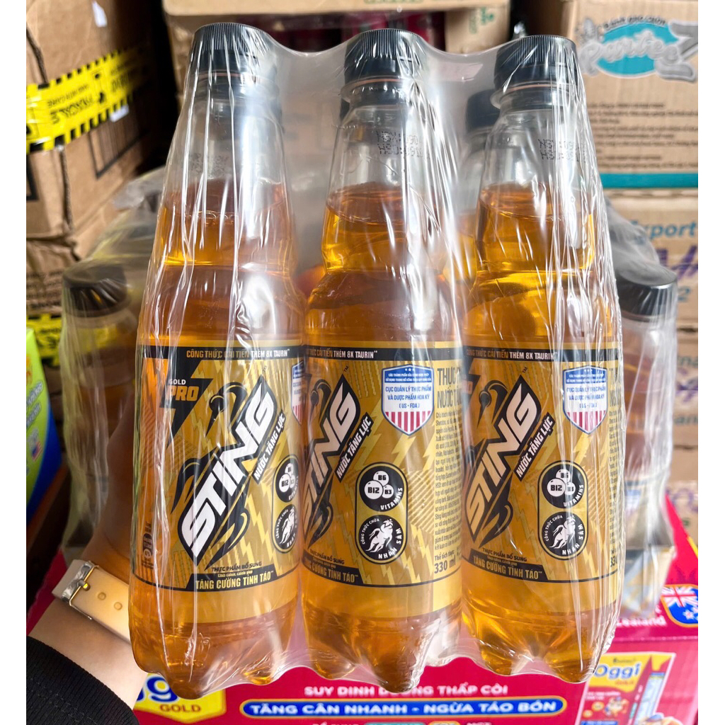 Lốc 6 chai nước tăng lực STING PRO vàng 330ml