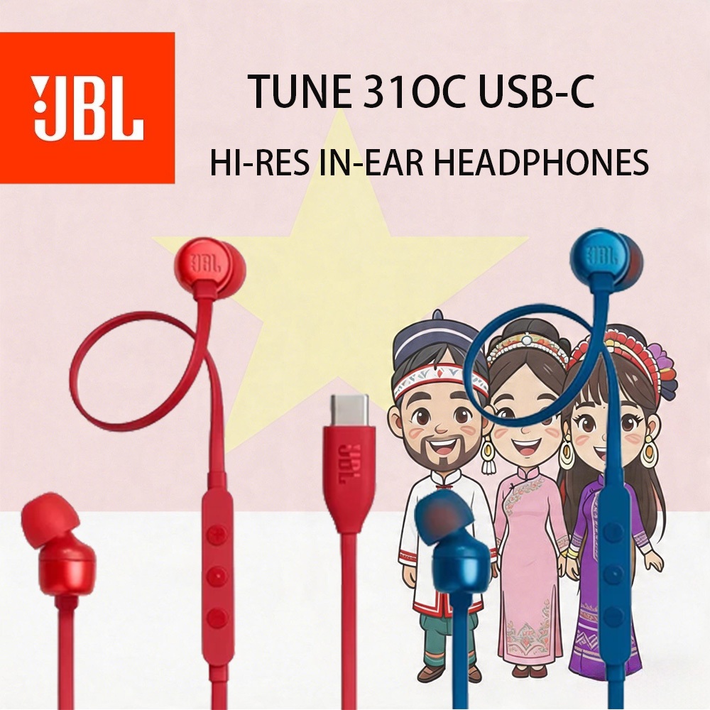 Tai nghe JBL TUNE 310C loại cáp Type-C, có mic và điều khiển dây, chất lượng cao