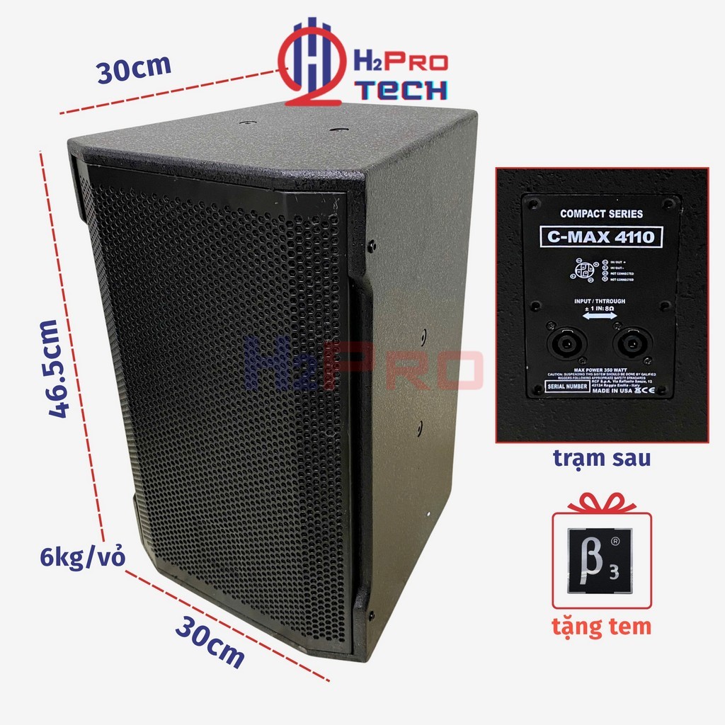Vỏ Loa Full 25 Sơn Sần Cao Cấp Chống Nước - Vỏ Loa Bass 25 Lưới Thép (Tặng Tem B3/JB) - H2Pro Tech