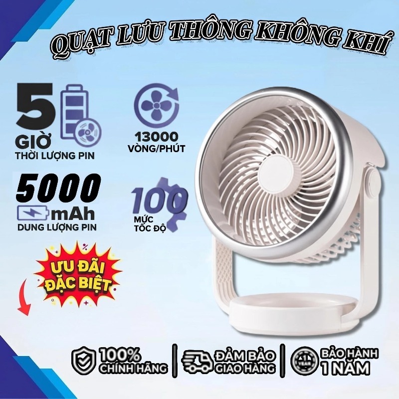 QUẠT TUẦN HOÀN KHÔNG KHÍ 3 TỐC ĐỘ QUẠT GIÓ MẠNH 80W NHẸ CÂN DI ĐỘNG KIPAS ANGIN LOẠI QUẠT BÀN SẠC