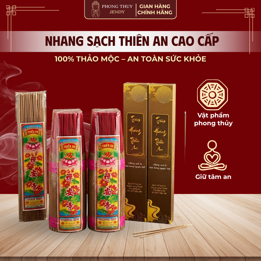 Nhang quế nhang thảo mộc trầm hương Thiên An cao cấp, nhang sạch tự nhiên an toàn