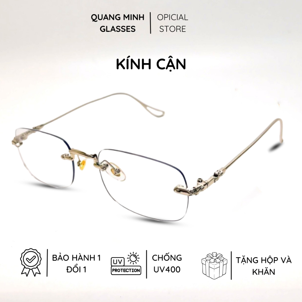 Kính Cận Không viền Chống Ánh Sáng Xanh , Gọng Kim Loại Form Vuông Thời Trang Nam Nữ-Mã 3308 | BigBuy360 - bigbuy360.vn