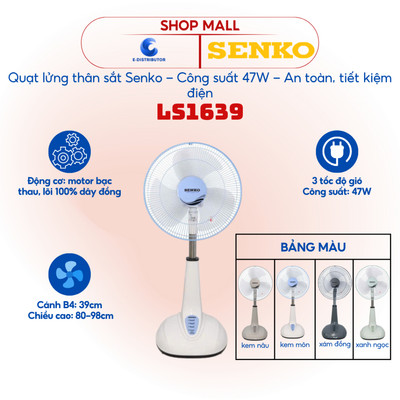 [HỎA TỐC] Quạt Lửng Ống Sắt Senko LS1639 mã mới - Thay thế mã LS1630 - Giao Màu Ngẫu Nhiên