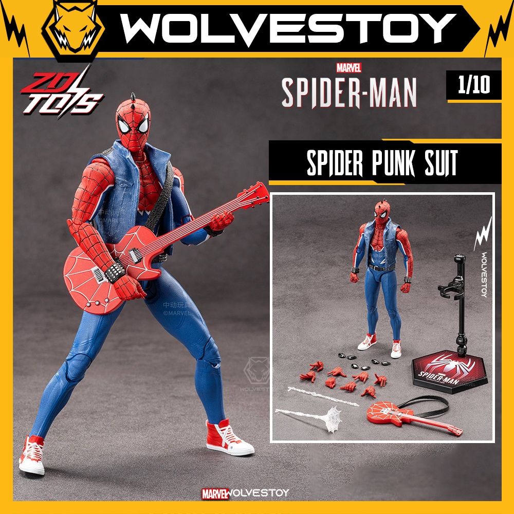 Mô Hình ZD Toys Play Station Spider Man Spider Punk Suit 1/10 Action Figure