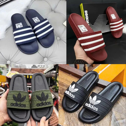 Dép Nam Adidas 3 sọc - Dép add Đỏ Mận Chất liệu cao su non - Kiểu Dáng Hiện Đại