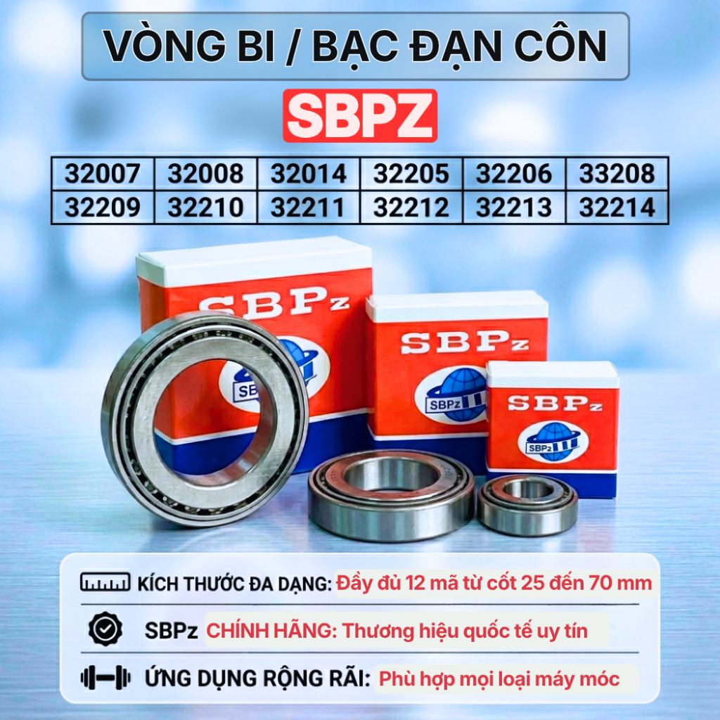 Bi Đũa, Bạc Đạn Côn SBPZ Chính Hãng 32007, 32008, 32014, 32205, 32206, 33208, 32209, 32210, 32211, 3