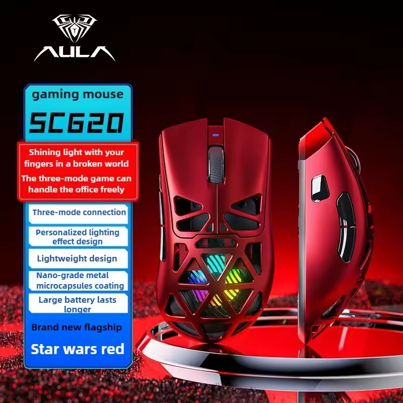 Chuột AULA SC620 – Chuột Gaming Không Dây Siêu Nhẹ, 3 Mode, 12000 DPI