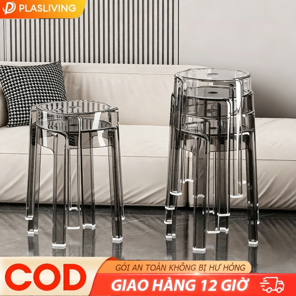 Ghế Acrylic Trong Suốt, Ghế Đẩu Acrylic, Dày Dặn, Xếp Chồng, Hợp Trong Nhà Và Trang Trí, Cao Cấp