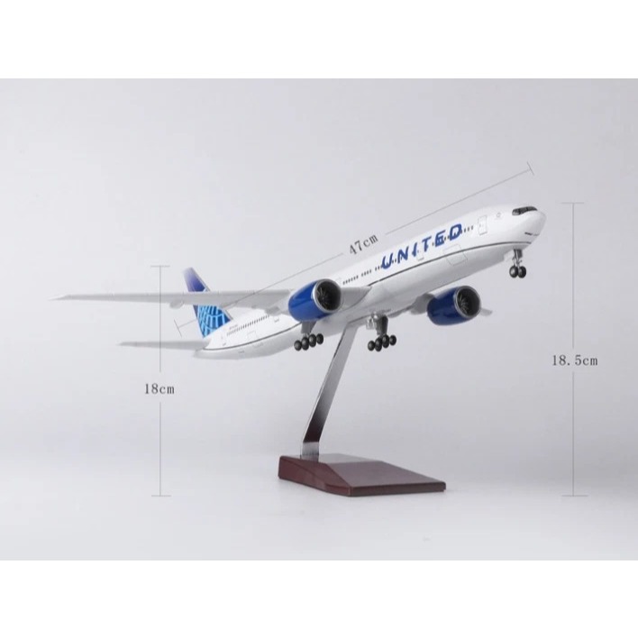 Mô hình máy bay United Boeing B777 có bánh xe kích thước 47cm no led MB47111