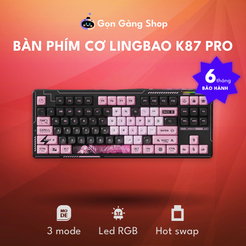 Bàn Phím Cơ Chính Hãng Lingbao K87/K75 PRO - Anime Chủ đề - 3 Mode - RGB - Full Foam - Có App chỉnh