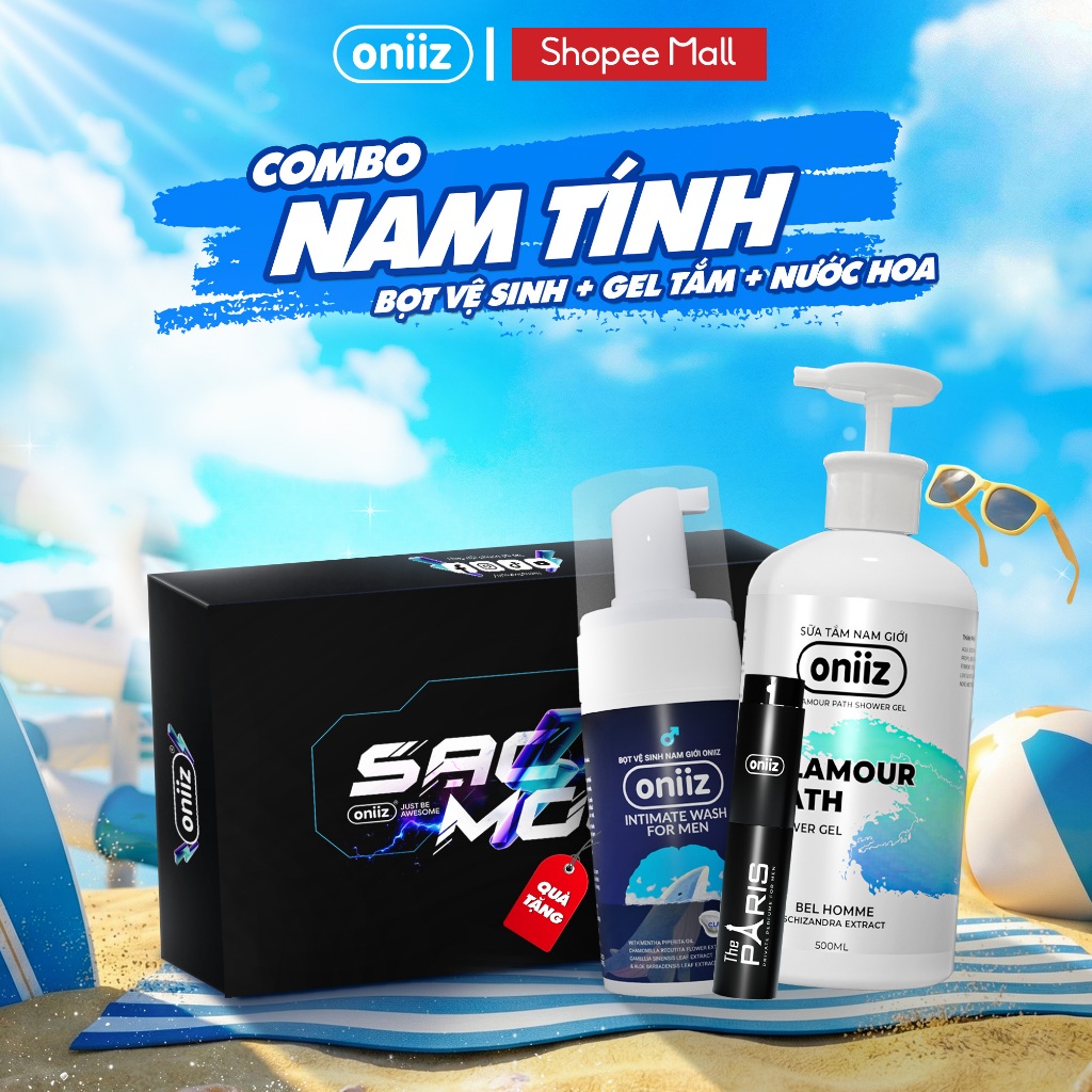 Combo nam tính Gel tắm, nước hoa cao cấp Oniiz, quà tặng bọt vệ sinh nam giới, dung dịch nam tạo bọt