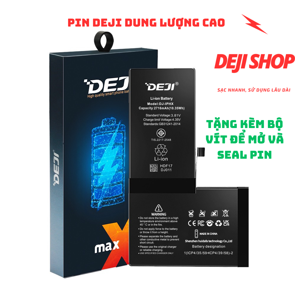 Pin Deji cho IP 5S/5SE/6/6S/7/8P/X/XR/XS/XSM/11/11Pr/12/12Prm/13/13Pr/14 Bảo Hành 12 Tháng