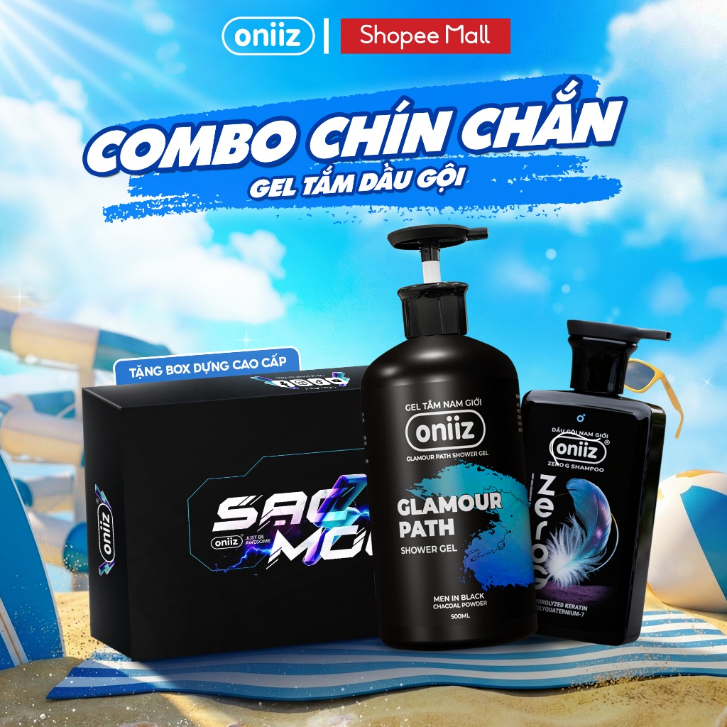 Combo Chín Chắn Oniiz - Sữa tắm hương nước hoa hiện đại 500ml, Dầu gội nam tính mới ZeroG 330ml,Tặng