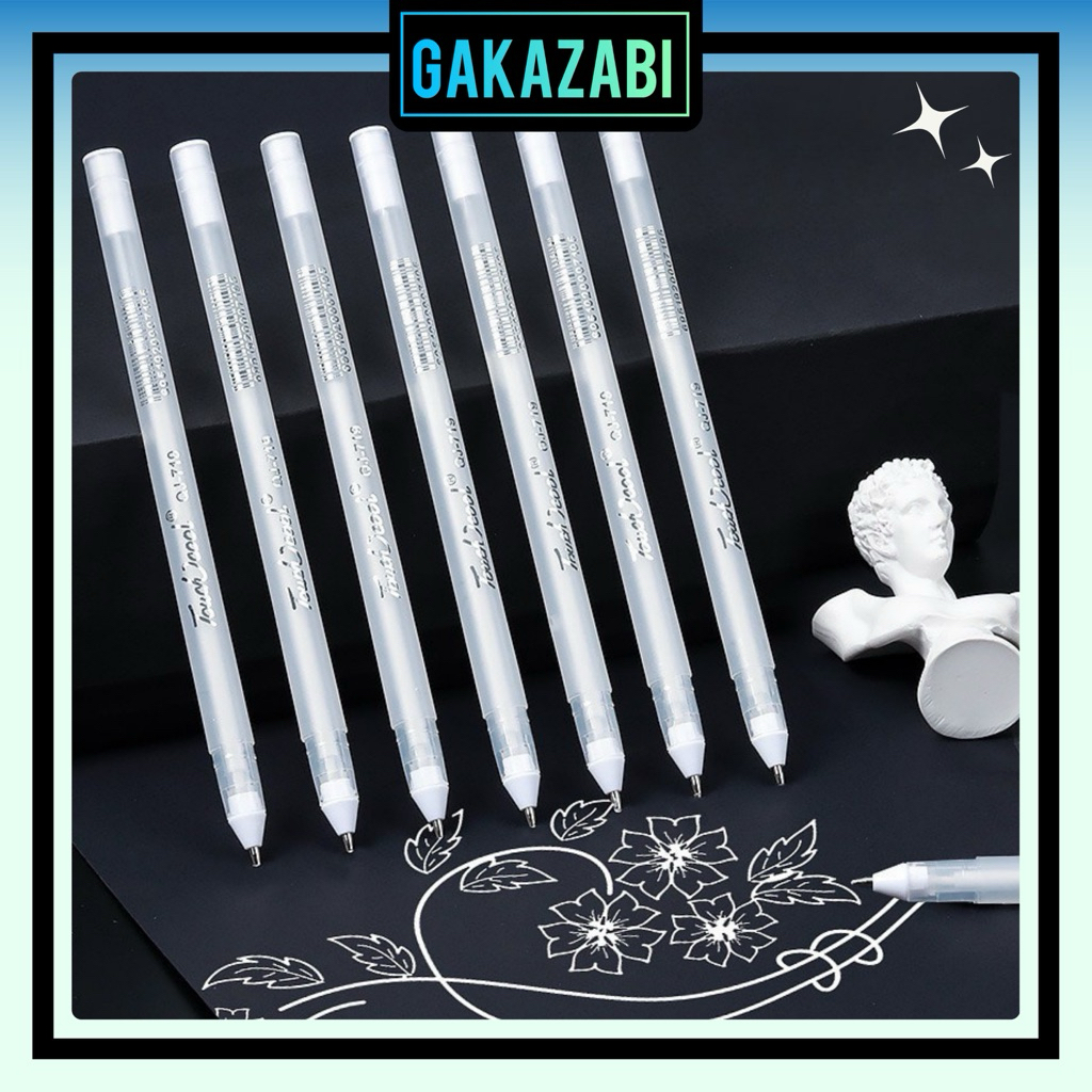 [Sỉ 50 BÚT GEL] Bút Gel Trắng Viết GIẤY Đen Ngòi 0.8mm, Bút Viết Thiệp Vẽ Phác Hoạ
