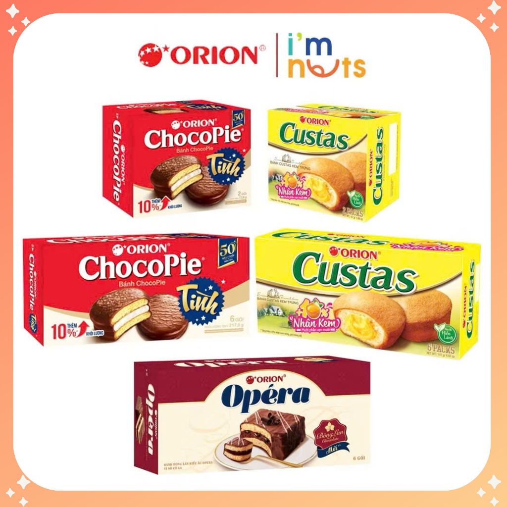 Bánh Orion Custas Vị Socola Bánh Custas Vị Cacao Kem Cốm Sen Bánh Mềm Mịn Thơm Ngon Hảo Hạng Date Mớ