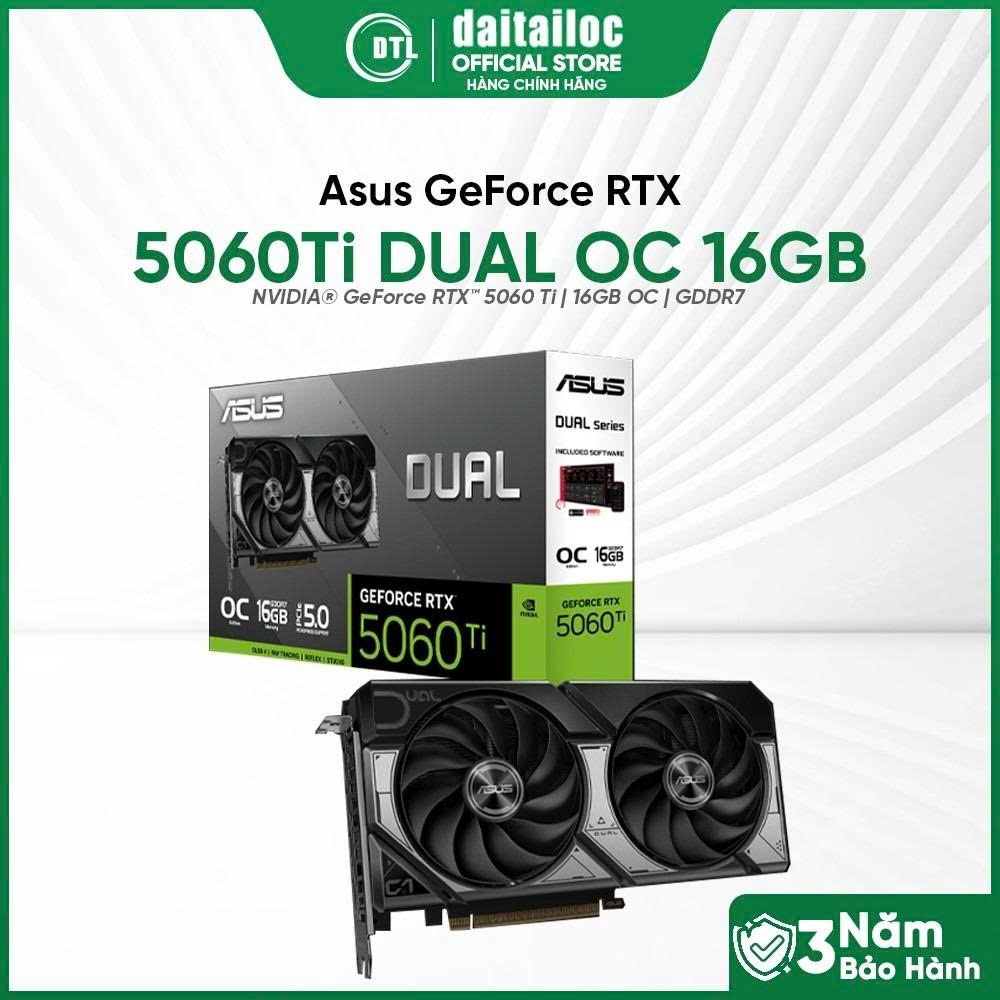 Card màn hình VGA ASUS Dual GeForce RTX™ 5060 Ti OC Edition 16GB GDDR7 | Chính Hãng | Bảo Hành 36 Th