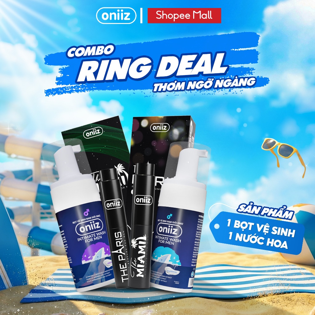 Combo Ring deal Oniiz - Bọt vệ sinh nam giới tạo bọt 100ml & Nước hoa nam toàn thân cao cấp 10ml