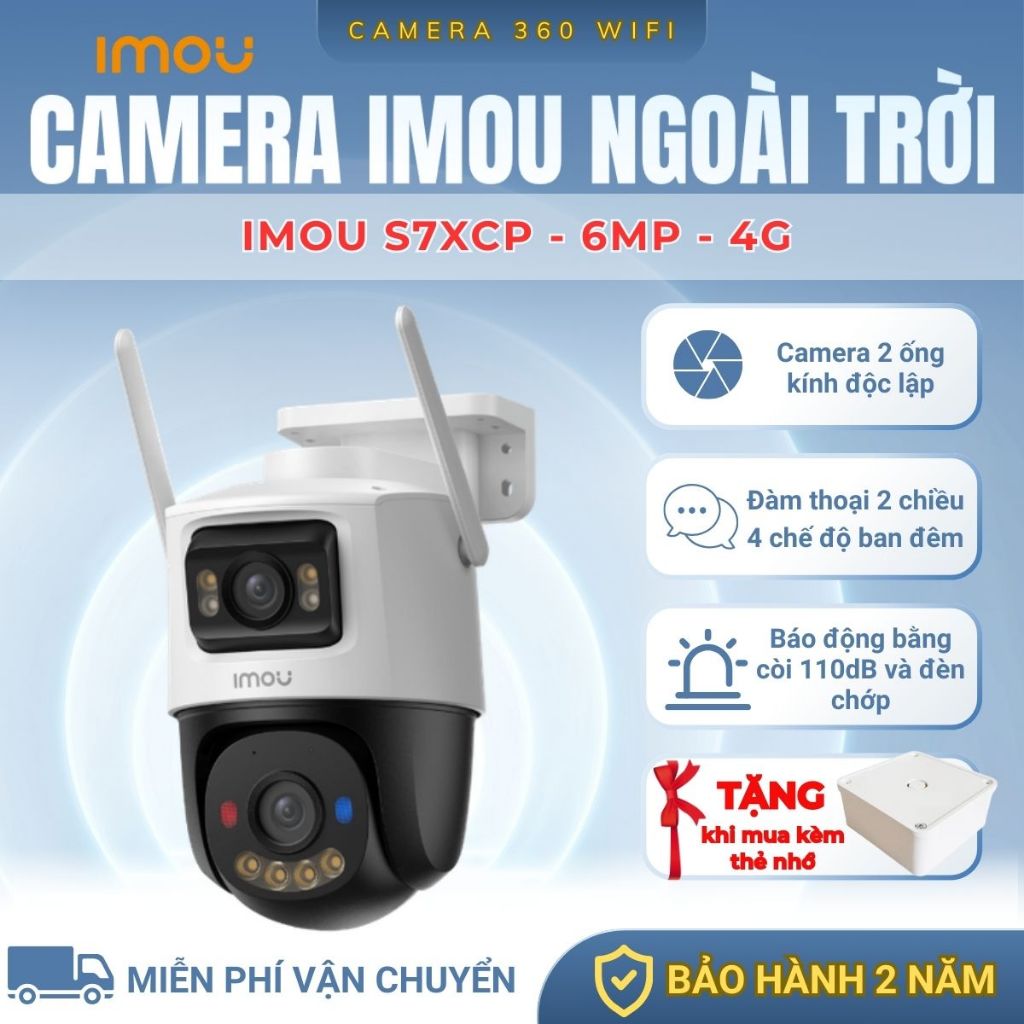 Camera Imou Dùng Sim 4G 2 Mắt Kép Cruiser Dual 2C 4G IPC-S7XCP-6M1TED, Ngoài Trời Chống Nước, Đầy Đủ