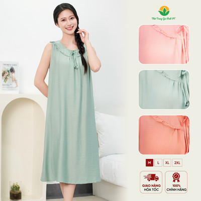 Váy sát nách nữ chất Linen đũi dáng xuông thoáng mát thời trang Việt Thắng - V02.5505