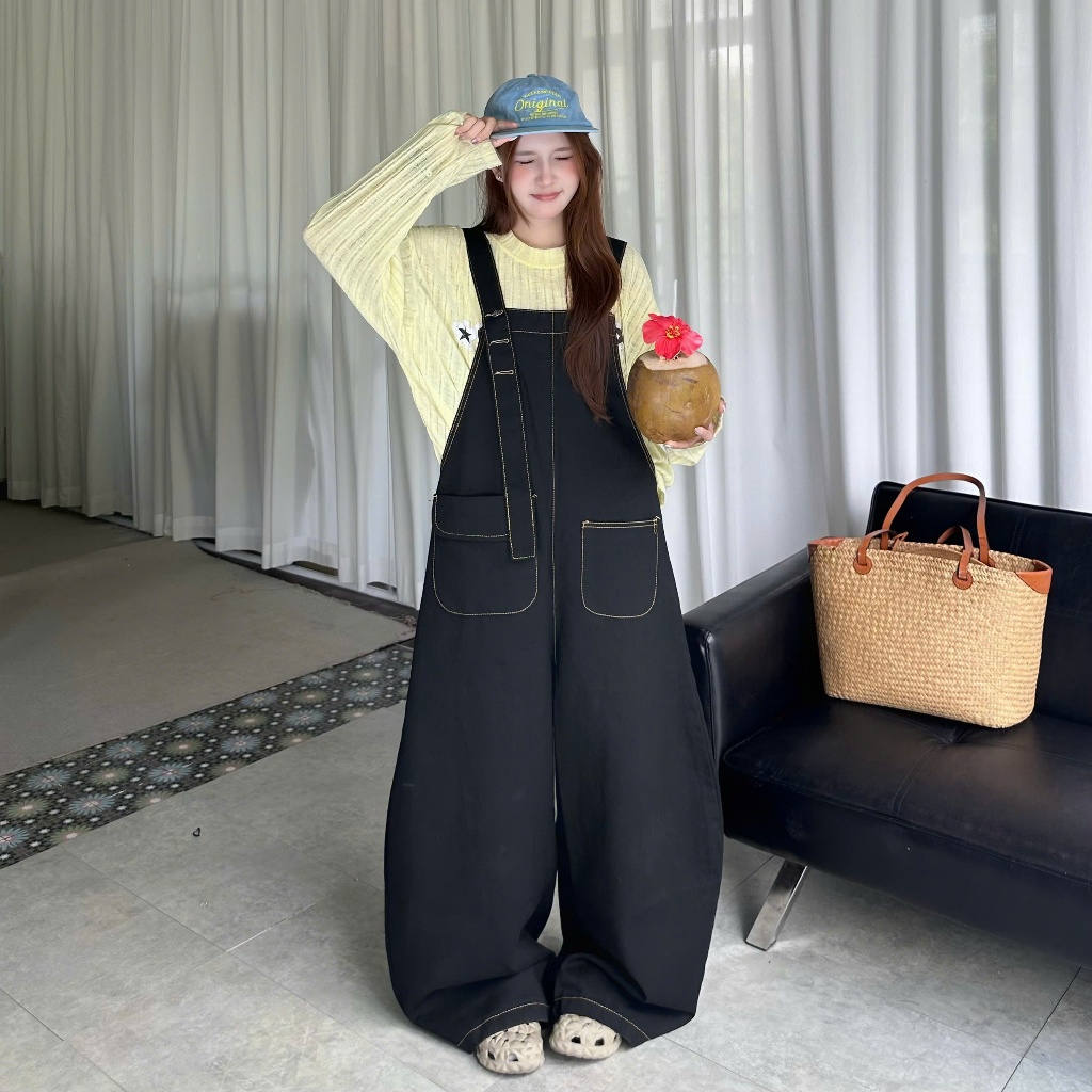 [SẢN PHẨM MỚI] Quần Yếm Jeans SSS.A V2 Ống Cong Form Rộng Nam Nữ SSSTORE.Aesthetic