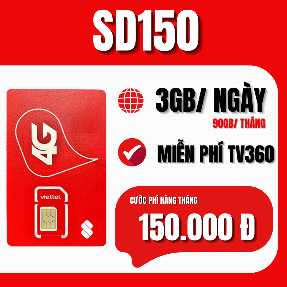 Sim Viettel M2M 5G Tốc Độ Nhanh Full Data Dùng Mạng Tẹt Ga Cả Tháng Gói Cước Khủng 3GB/NGÀY - SD90 S