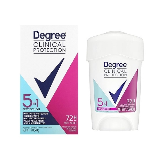 Lăn sáp khử mùi nữ Degree Clinical Antiperspirant Deodorant Cream Active Shield/Shower Clean 48g (Mỹ