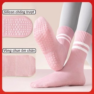 [Peinn] Tất vớ nữ tập Gym,Yoga, Pilates chống trơn trượt. Vớ thể thao nữ cổ lửng cotton thoáng khí có silicon ở bàn chân