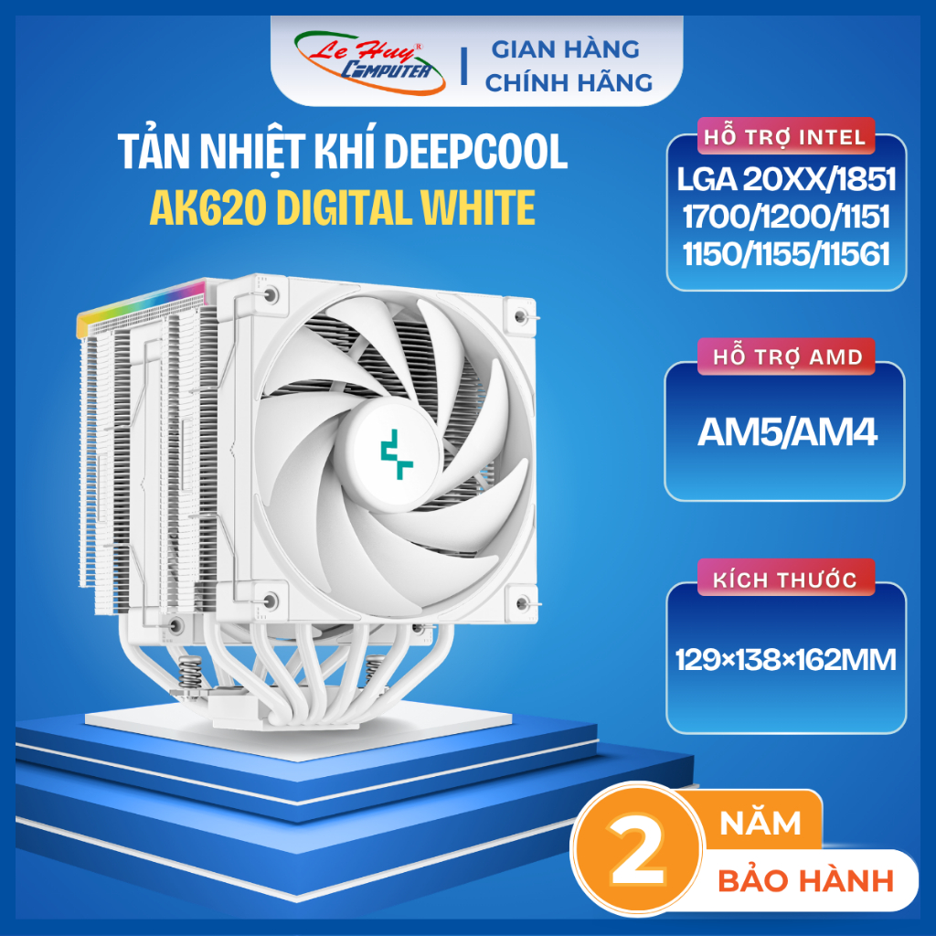 Tản nhiệt khí DeepCool AK620 Digital White - Hàng Chính Hãng
