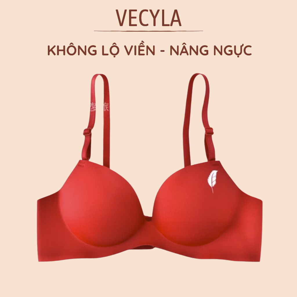 Áo ngực nữ VECYLA , Áo lót đúc su không gọng viền sóng FOYCOY quả chéo lá liễu đệm dày ôm ngực