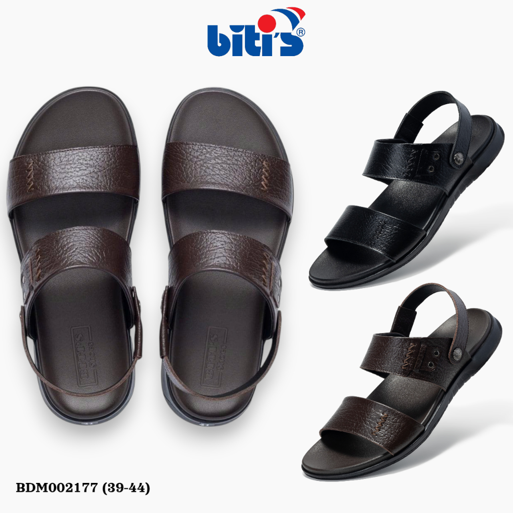 BITI'S | Sandal nam size 39-44 Dép quai hậu da cao cấp bản hai quai ôm chân đế cao su êm BDM002177