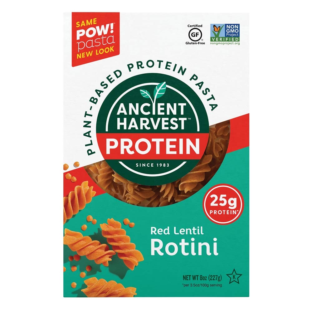 NUI XOẮN ĐẬU LĂNG ĐỎ / XANH / GẠO NÂU & QUINOA, Ancient Harvest, Pasta, Red Lentil Rotini, NON-GMO