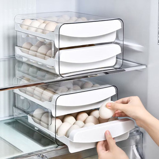 Khay bảo quản trứng 2 tầng thông minh có ngăn kéo, hộp đựng trứng 32 quả bằng nhựa cao cấp