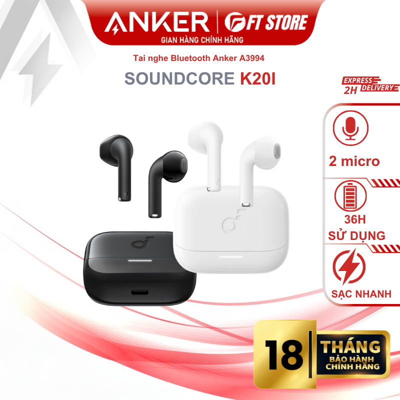 Tai nghe Bluetooth Anker Soundcore K20i - chống ồn ENC, IPX5, Bluetooth 5.3, màng loa 13mm, âm thanh chất lượng | BigBuy360 - bigbuy360.vn
