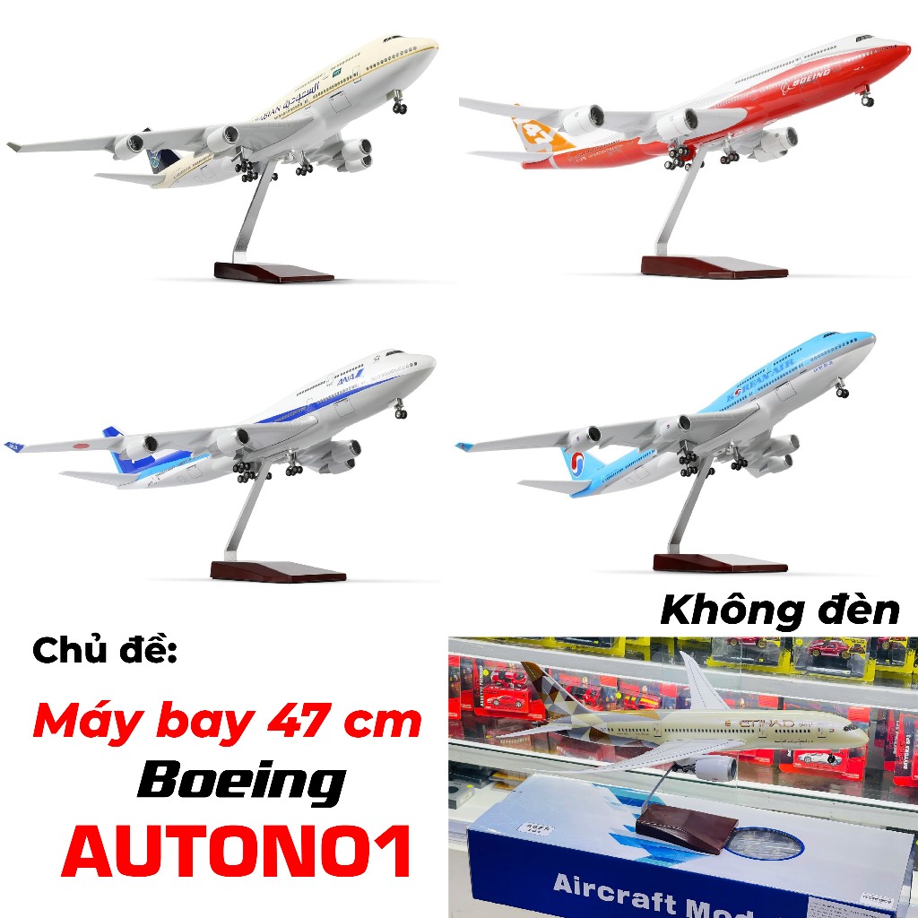 Mô hình máy bay các dòng Boeing B747 B787 B777 B737 kích thước 47cm không đèn MB47