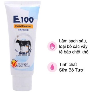 (MUA 2 GIẢM GIÁ) Sữa Rửa Mặt E100 Bò 50g – Làm Sạch Da, Hỗ Trợ Giảm Mụn, Dưỡng Da Sáng Mịn