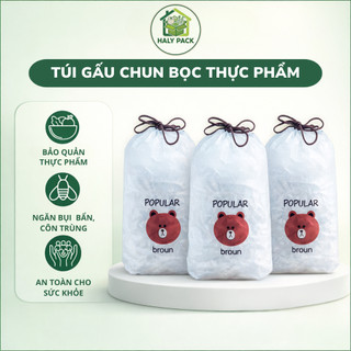 [COMBO 10 Túi] Màng Bọc Thực Phẩm Co Giãn Siêu Dai Có Chun Kèm, Túi Gấu Bọc Thực Phẩm Dùng 1 Lần - TUIGAU