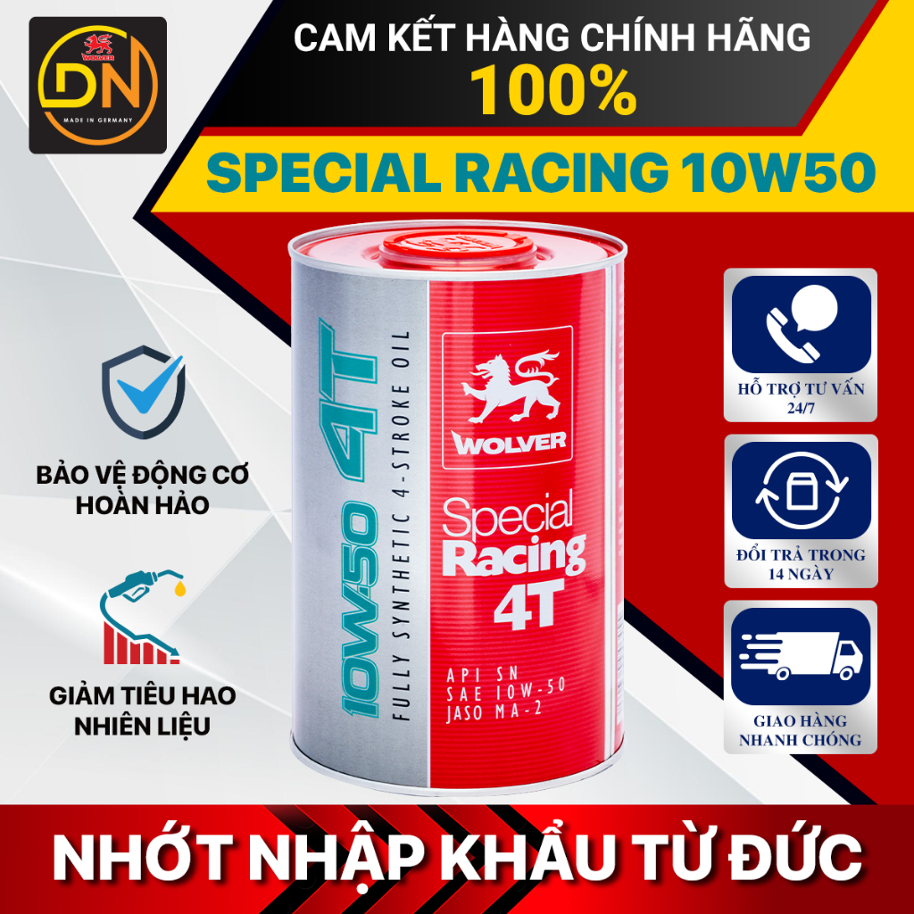 Nhớt Wolver Special Racing 10W50 Fully Synthetic - Wolver 10w50 1L cao cấp nhập Đức