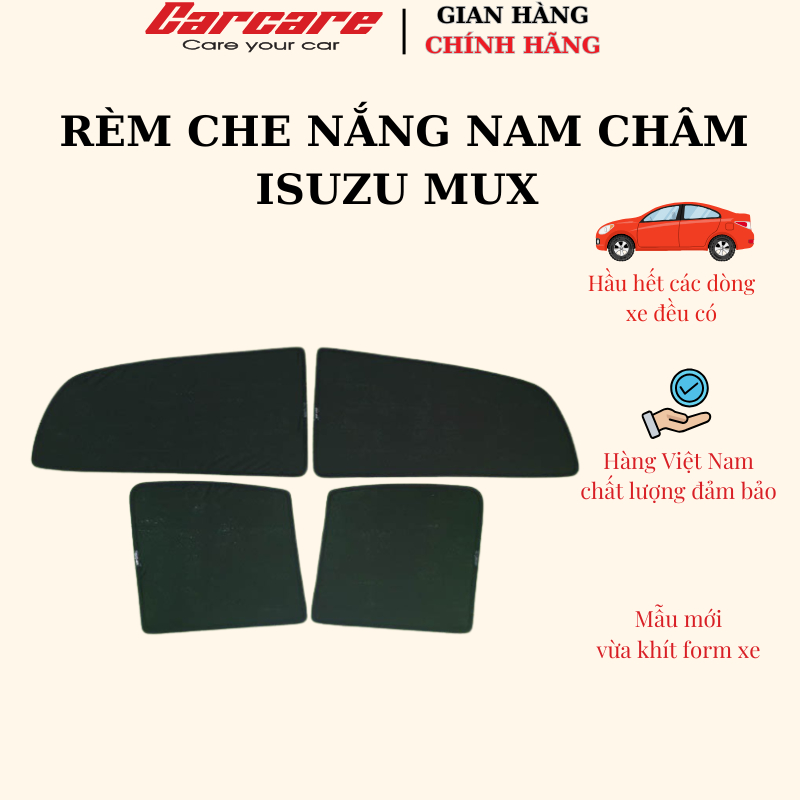 Rèm che nắng theo xe Isuzu MUX 2016-2019, 2020-2023- Bộ 4 tấm dính nam châm