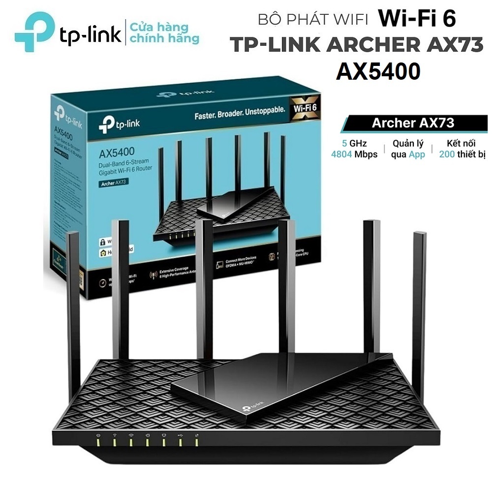 Bộ Phát Wifi 6 TPLink Archer AX73/AX72/AX55/AX55 Pro/AX53/AX10/AX12/AX23 Wifi 6 Gigabit Băng Tần Kép