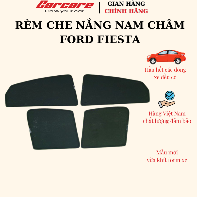 Rèm che nắng theo xe Ford Fiesta Hatback,Sedan 2011-2017 - Bộ 4 tấm dính nam châm