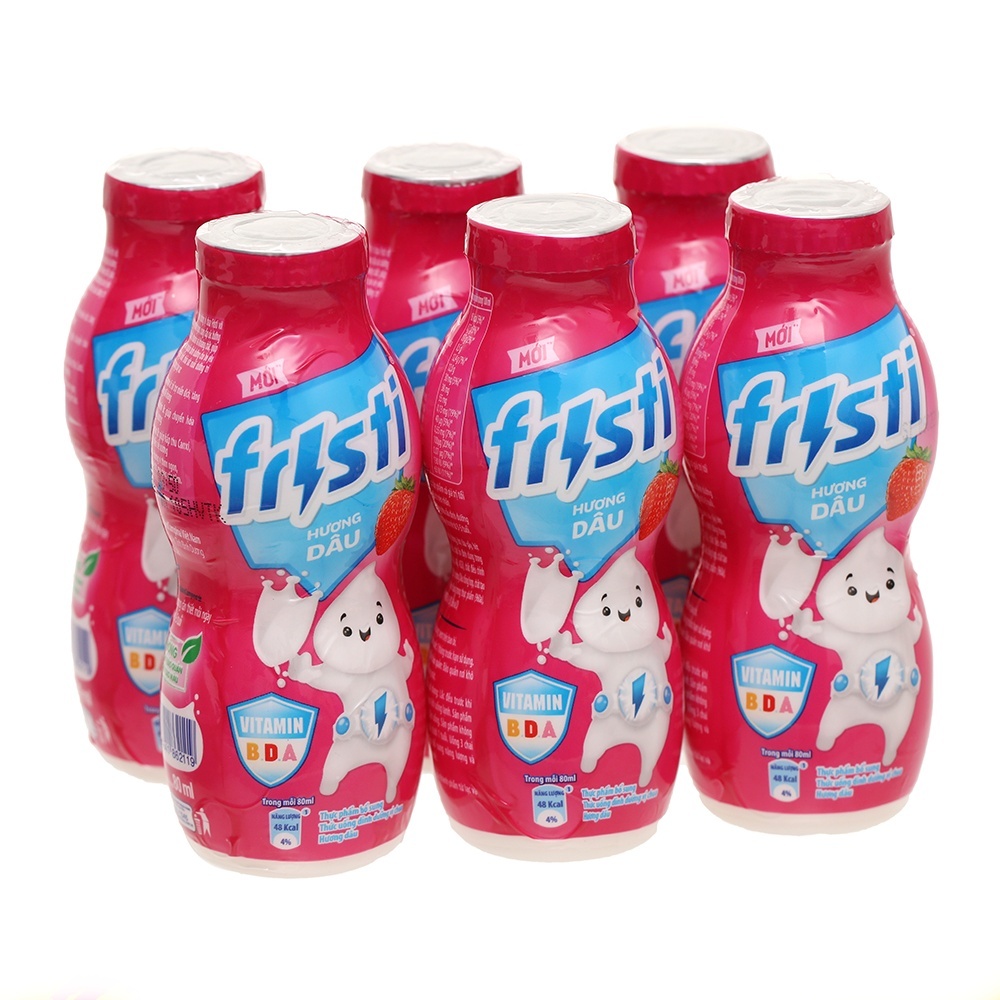 Lô 6 Sữa Chua Fristi Hương Nho / Hương Dâu / Hương Cam / Hương Táo / Đt 80ml