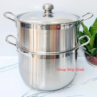 Bộ nồi xửng hấp inox 430 fivestar standard - 3 đáy cao cấp, nắp inox siêu bền, dùng mọi bếp , size 20-32cm