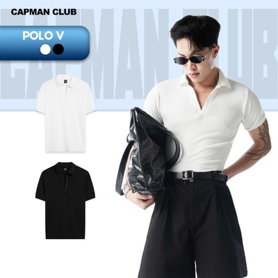 [OUTLET 50%] Áo thun nam polo CỔ V ôm body CAPMAN CLUB, áo thun boby có cổ slim fit chất vải thun gân co giãn