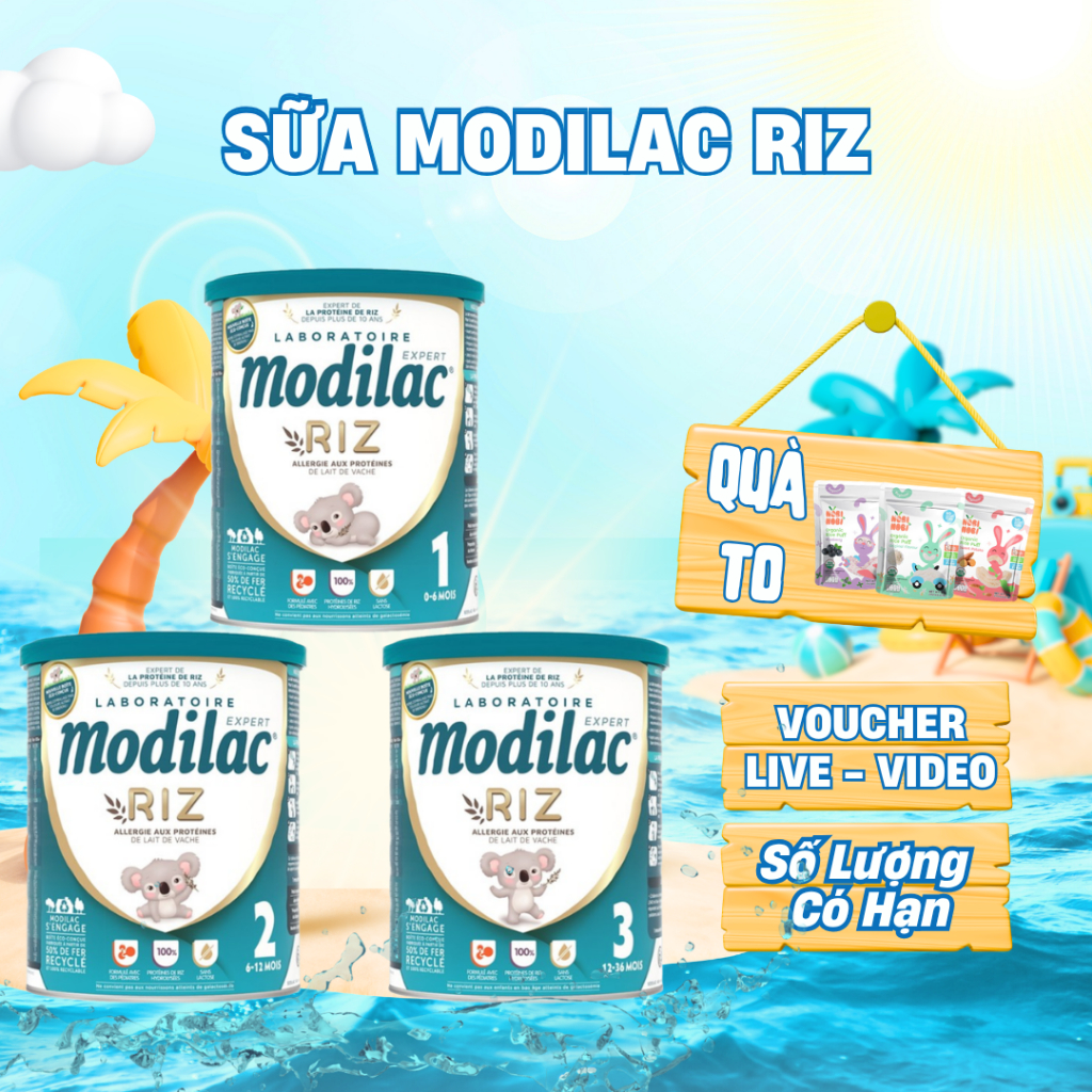Sữa Modilac Riz số 1, 2, 3 Lon 800g dành cho trẻ dị ứng đạm bò và bất nạp Lactose nhập khẩu Pháp Mẫu
