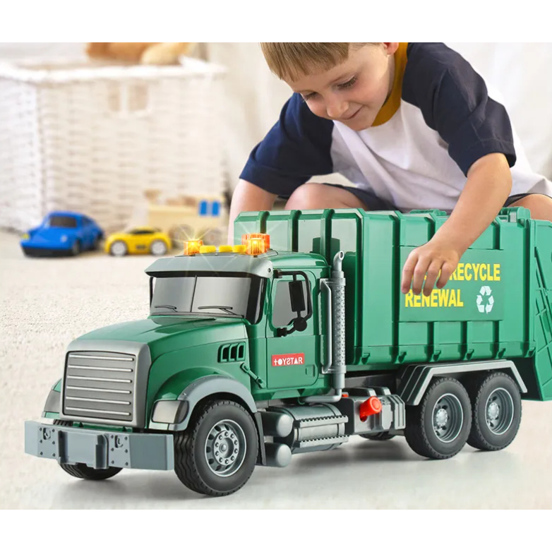 [PHIÊN BẢN SIÊU TO] Mô Hình Xe Chở Rác Toystar Garbage Truck Dành Cho Bé Từ 3 Tuổi Trở Lên, Tặng Kèm