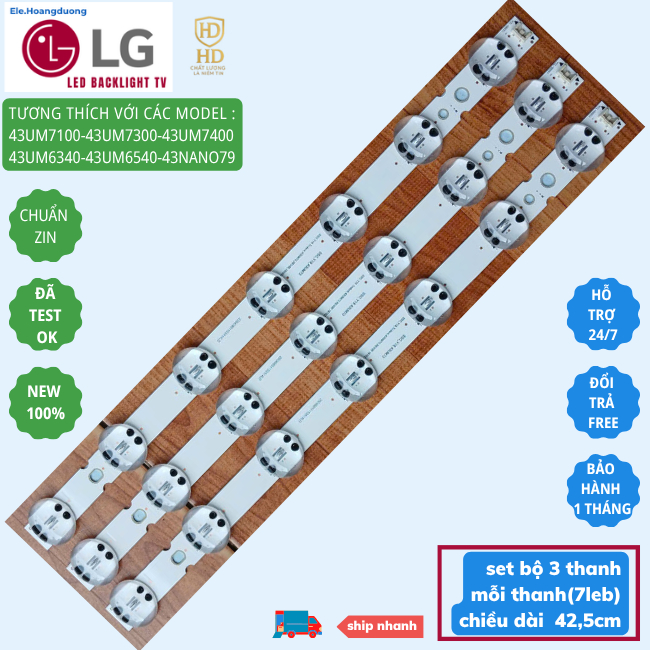 Led TV LG 43UM7300 43UM7400 43UM7100 43UM6340 43UM6540 43nano79 - Thanh Led LG 43 inch 3 thanh 7 led