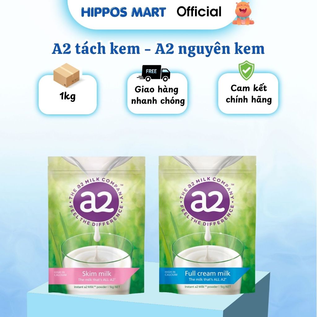 Sữa tươi A2 nguyên kem - A2 tách kem nội địa Úc thơm ngon 1kg - HippoS Mart